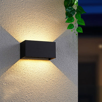 Contemporary Rectangular Waterproof LED Wall Light for Outdoor Use with Dual Light