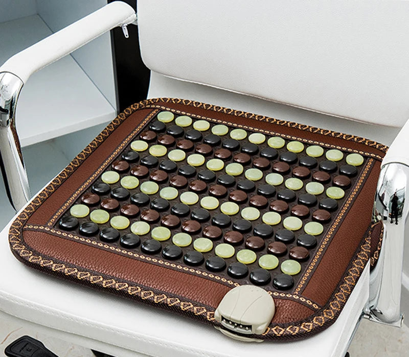 Jade and Tourmaline Heated Seat Cushion with 8 Temperature Settings for Back, Shoulder, and Muscle Relief