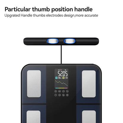 Digital Body Fat Scale with 8 Electrodes, BMI, Muscle Mass, App Tracking & Grip
