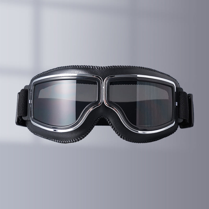 Vintage Motorcycle Goggles with Interchangeable Lenses and Padded Comfort