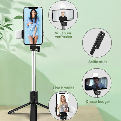 Wireless Bluetooth Selfie Stick - 6 Functions in One