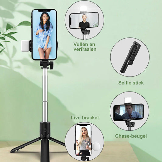 Wireless Bluetooth Selfie Stick - 6 Functions in One