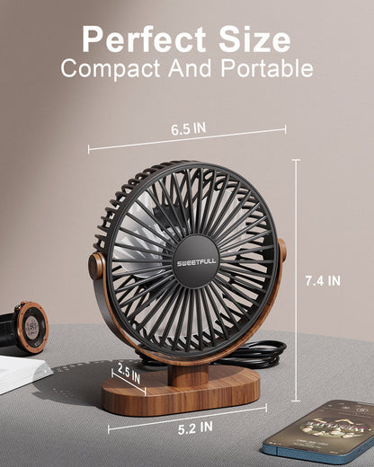 6.5 Inch Portable USB Desk Fan for Home, Office, Car, and Travel