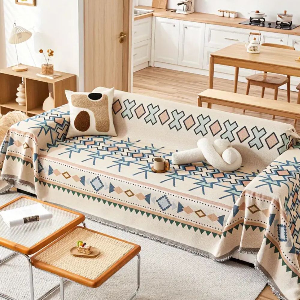 Elegant Chenille Sofa Protector with Artistic Design
