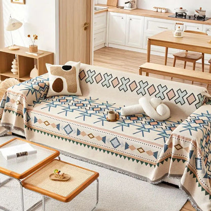 Elegant Chenille Sofa Protector with Artistic Design
