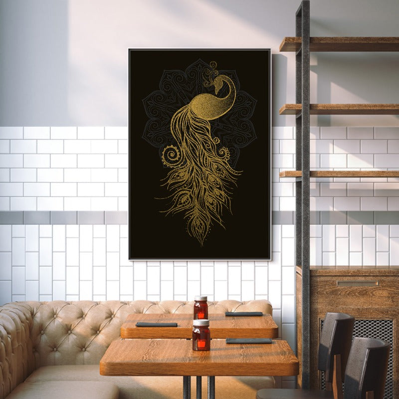 Elegant Golden Mandala Peacock - Canvas Art for Your Space