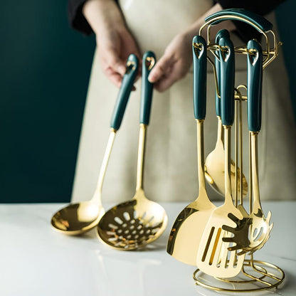 Elegant Gold-Plated Kitchen Utensil Collection