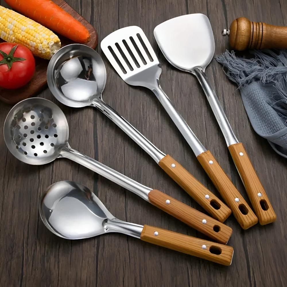 Elegant Stainless Steel Culinary Tool Collection (5 Pieces)