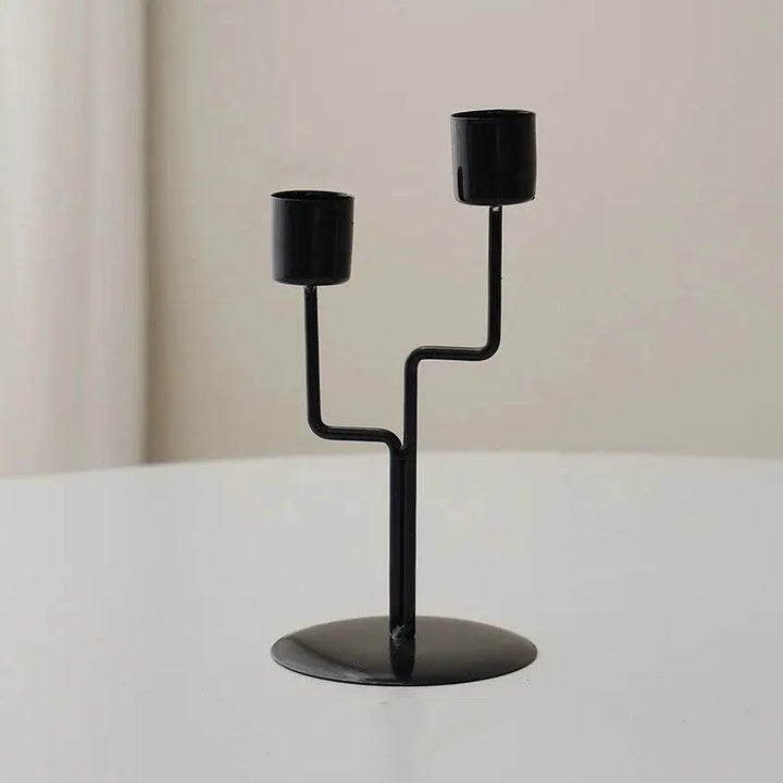 Nordic Style Metal Candlestick with Curved Stem in Gold for Taper Candles - 15.5 cm (6.1 in) Table and Shelf Decor