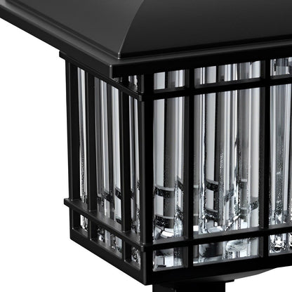Set of 2 Black Waterproof LED Solar Lawn Lights in Vintage Square Design