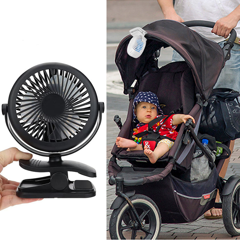 360° Rotating Battery-Powered USB Clamp Fan – Portable Design