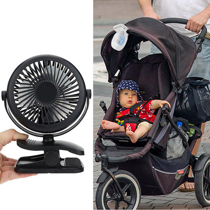 360° Rotating Battery-Powered USB Clamp Fan – Portable Design