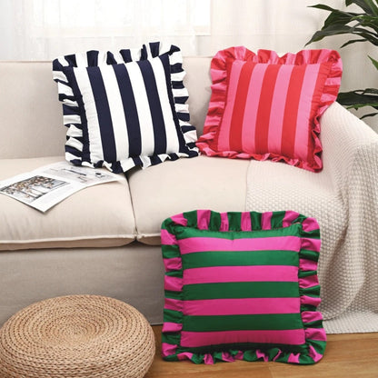 Chic Striped Ruffle Pillow Cover for Elegant Spaces