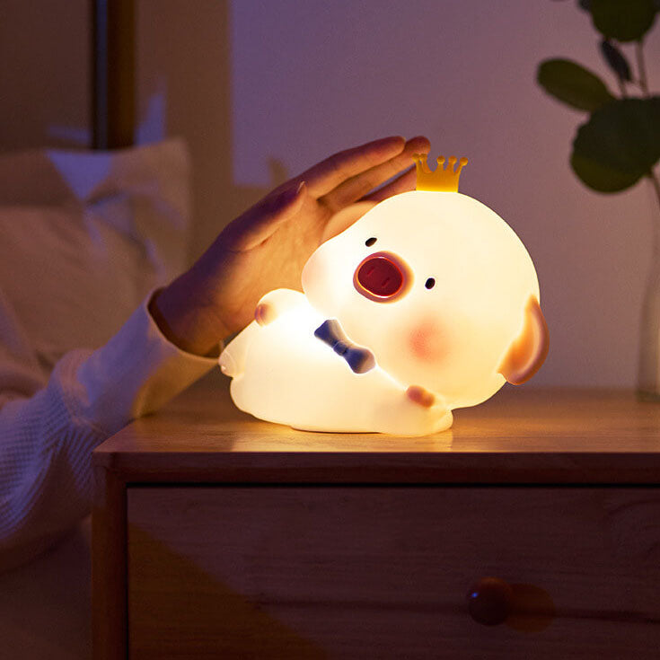Charming Silicone LED Night Light in Pig Shape - Contemporary Table Lamp