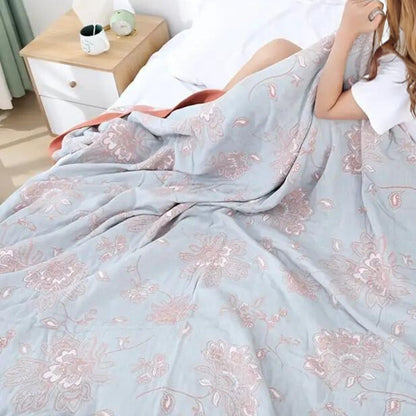 Serene Blossom Cotton Throw for Year-Round Comfort