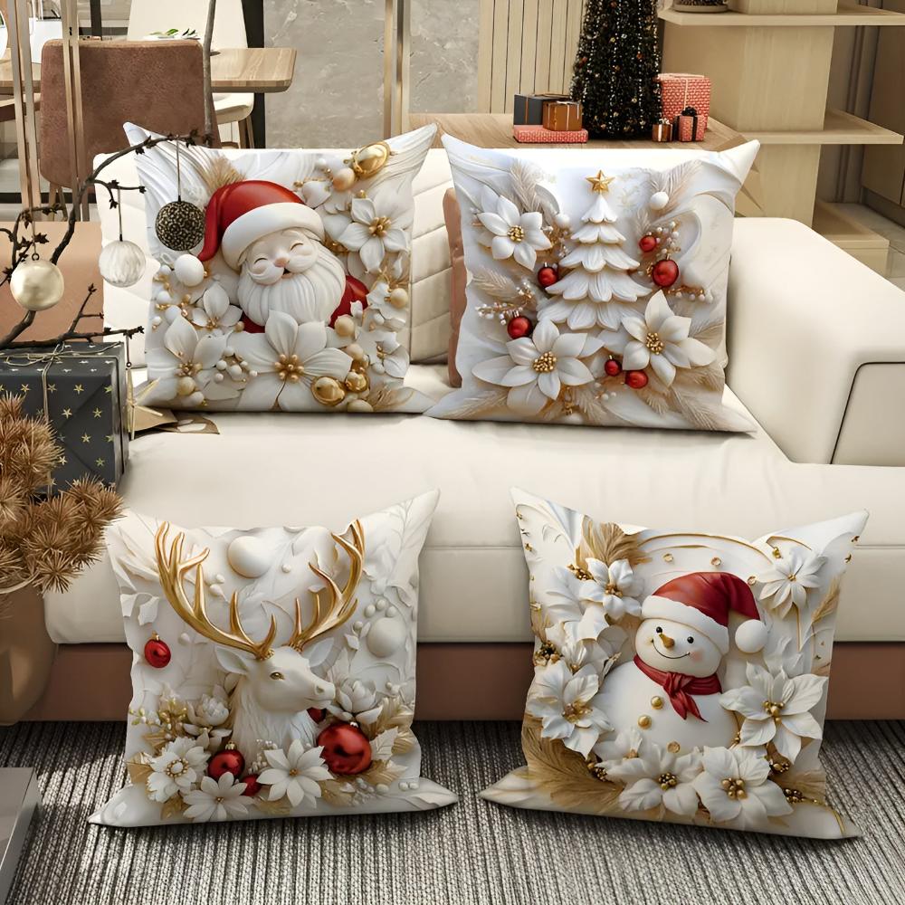 Festive Velvet Cushion Covers | Set of 4 for Holiday Cheer