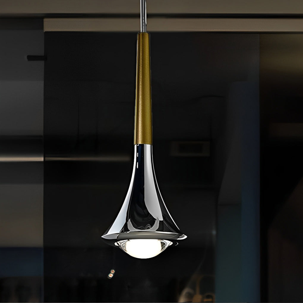Small Nordic Pendant Light - 1-Light Metal LED Water Drop Chandelier