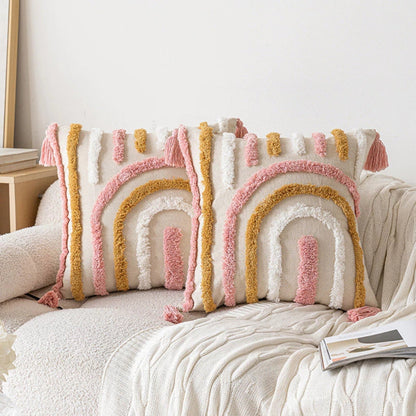 Charming Floral-Patterned Cushions with Tassel Accents