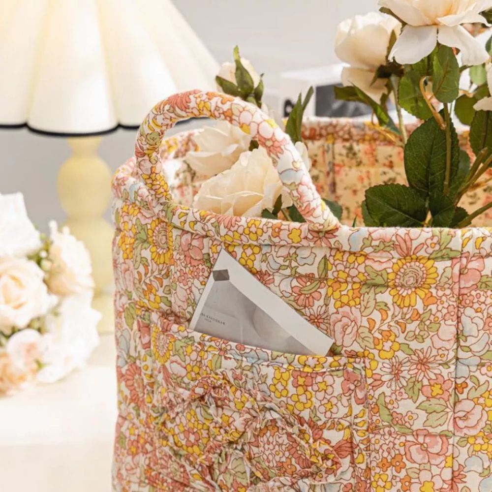 Elegant Floral Fabric Organizer Basket