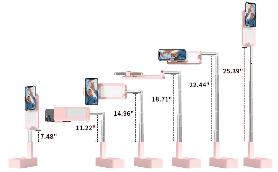 Versatile 3ft Smartphone Mount with 360° Rotation & Lighting