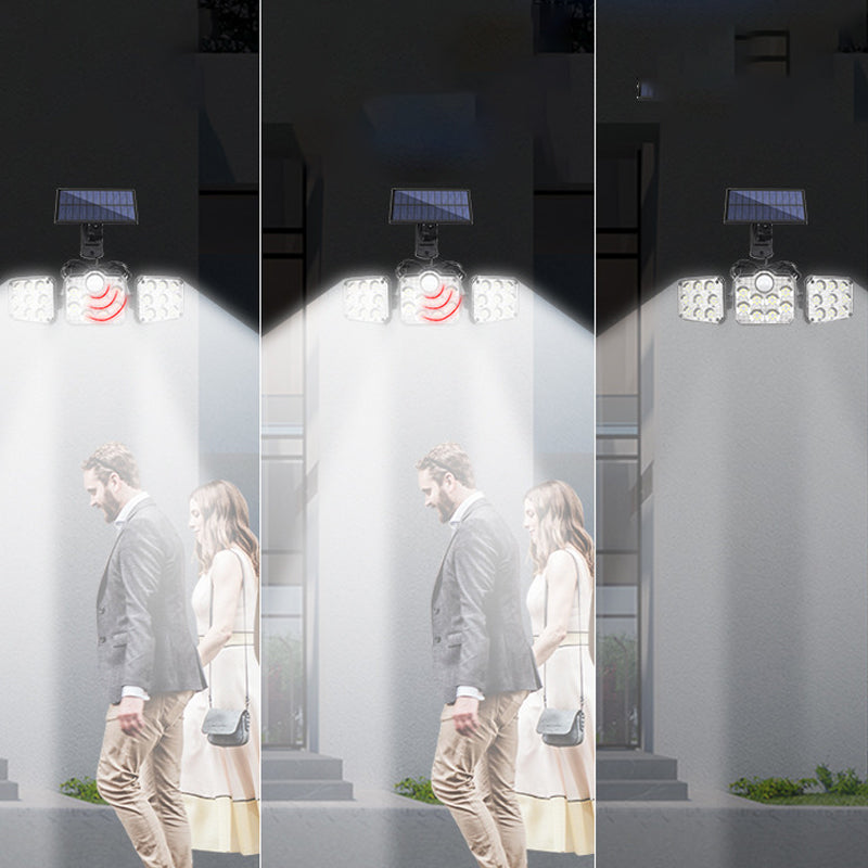 Triple-Head Solar-Powered LED Wall Light