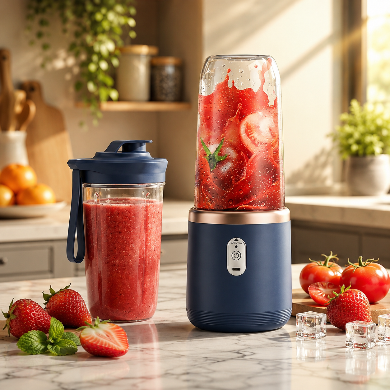 Rechargeable Portable Blender with Two Cups – USB Powered Juicer