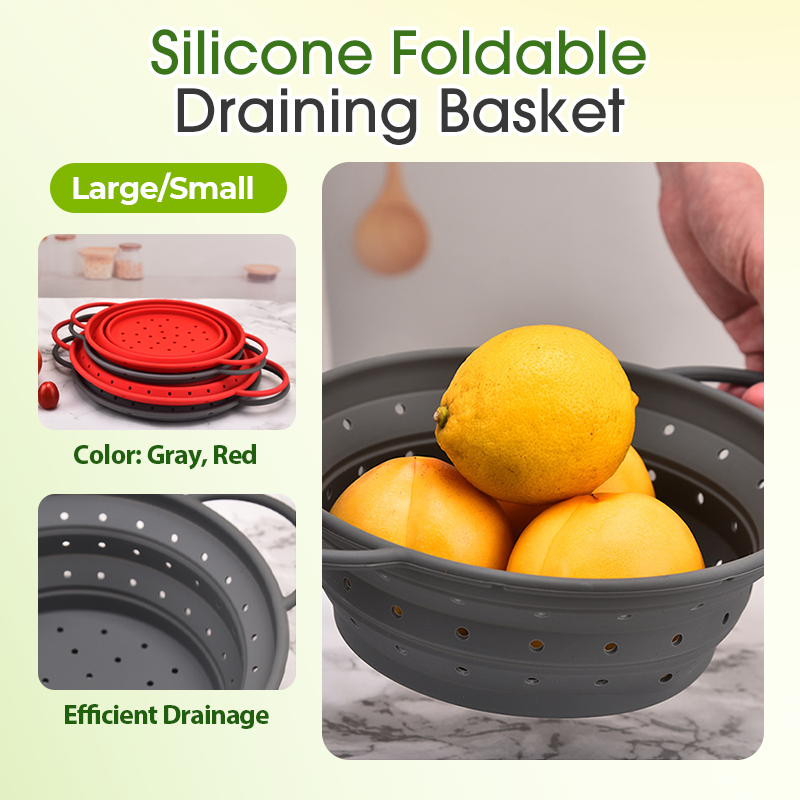 Collapsible Silicone Strainer for Quick, Space-Saving Draining
