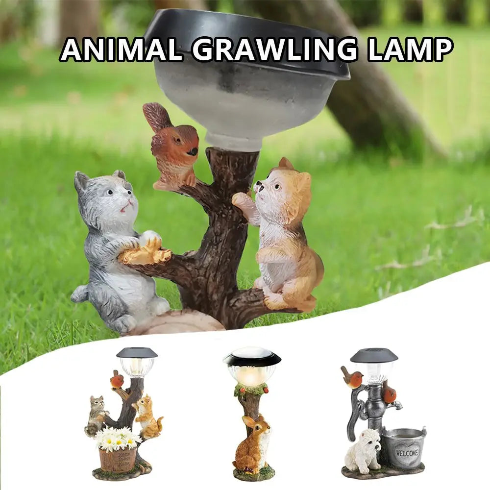 Solar Garden Statue for Pets - Dog/Cat/Rabbit | LED Lawn Light | 13 cm