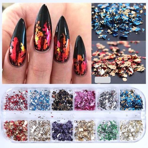 12 Sheets of Premium Nail Art Foil Paper | GlamSpark