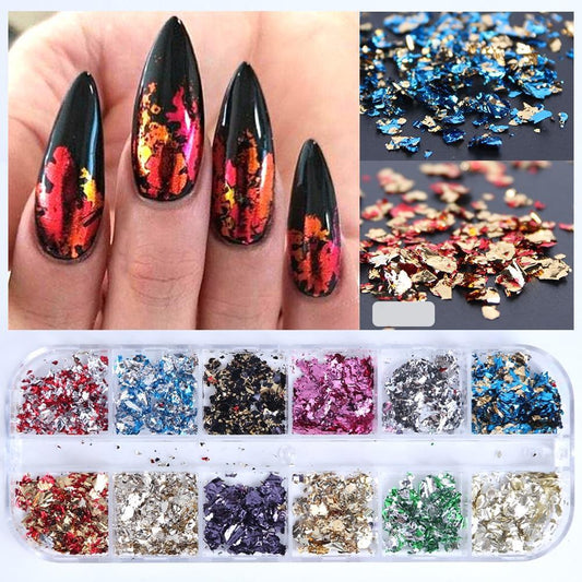 12 Sheets of Premium Nail Art Foil Paper | GlamSpark