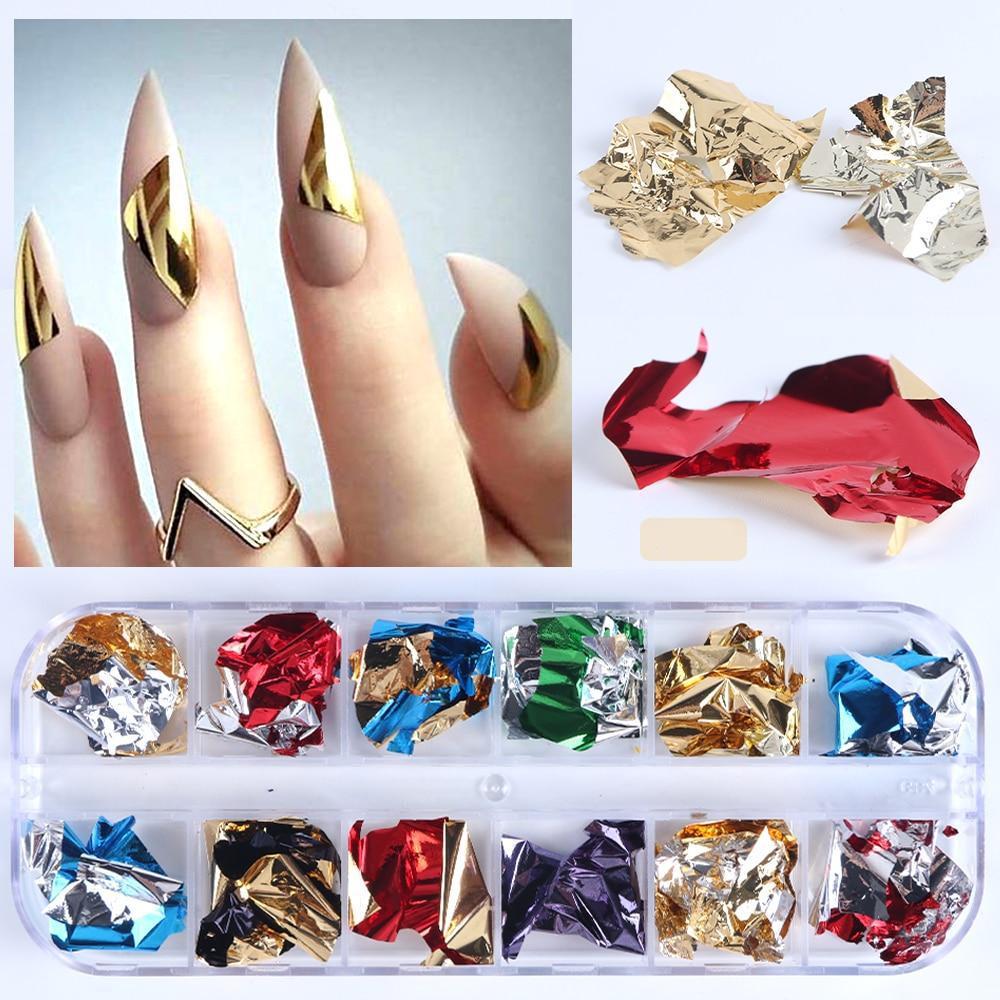 12 Sheets of Premium Nail Art Foil Paper | GlamSpark