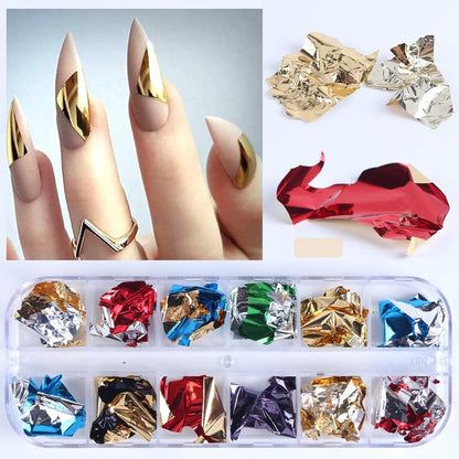 12 Sheets of Premium Nail Art Foil Paper | GlamSpark