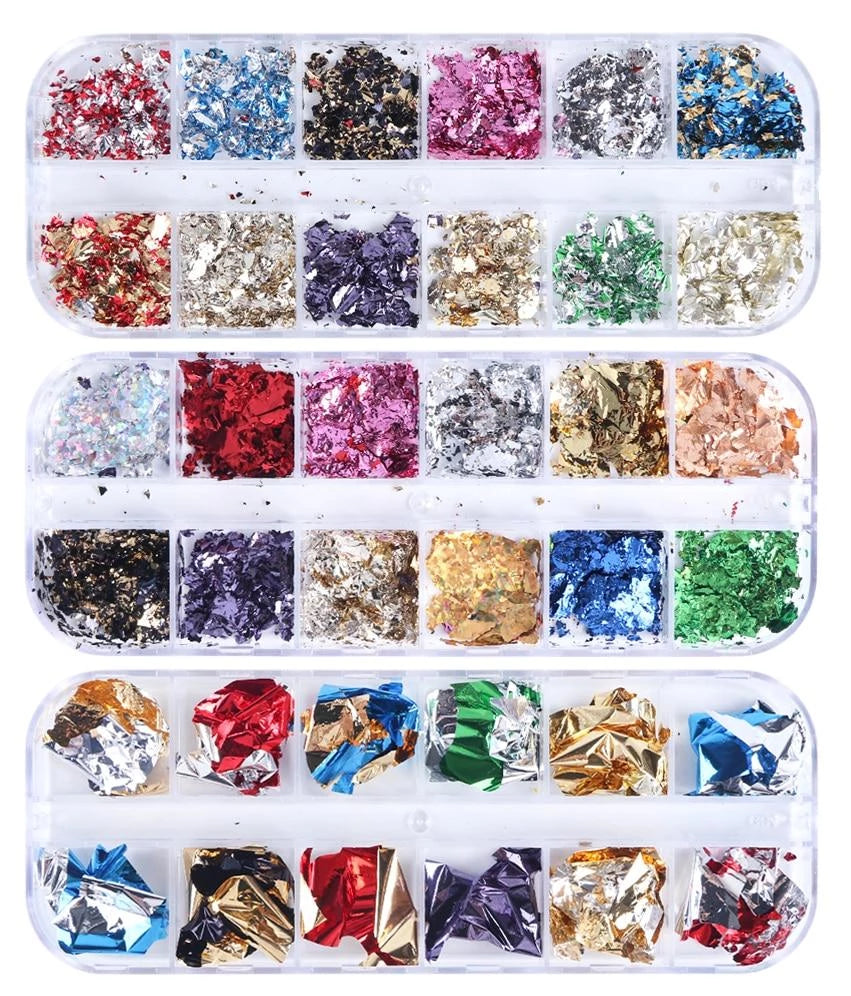 12 Sheets of Premium Nail Art Foil Paper | GlamSpark