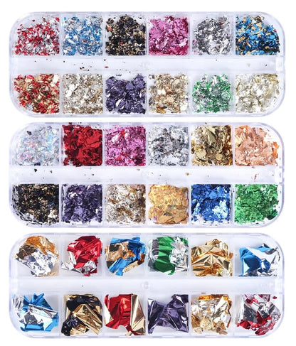 12 Sheets of Premium Nail Art Foil Paper | GlamSpark