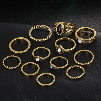 12 Elegant Stackable Crystal Rings Set | GemGlow