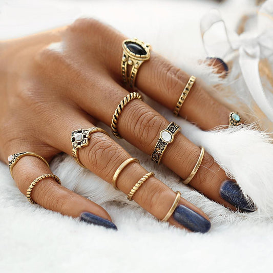 12 Elegant Stackable Crystal Rings Set | GemGlow