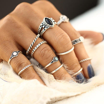 12 Elegant Stackable Crystal Rings Set | GemGlow