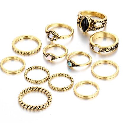 12 Elegant Stackable Crystal Rings Set | GemGlow