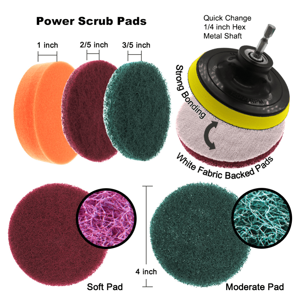 Drill Brush Cleaning Set - 12 Tools for Various Surfaces