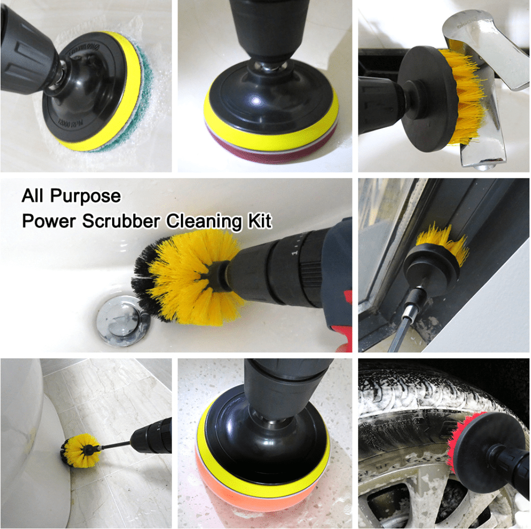 Drill Brush Cleaning Set - 12 Tools for Various Surfaces