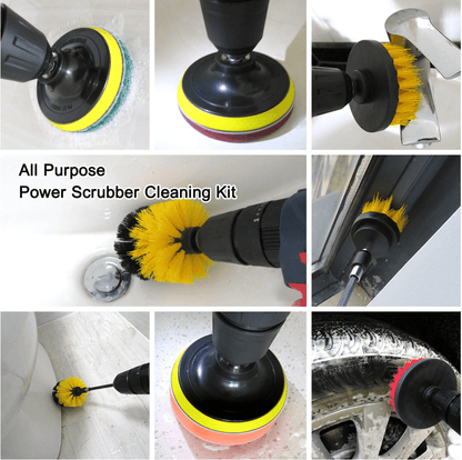 Drill Brush Cleaning Set - 12 Tools for Various Surfaces