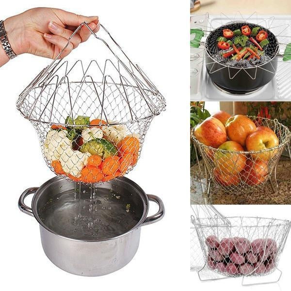 Stainless Steel Kitchen Basket - 12-in-1 Flexible Organizer