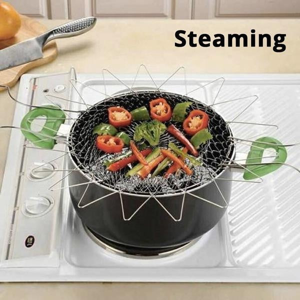 Stainless Steel Kitchen Basket - 12-in-1 Flexible Organizer