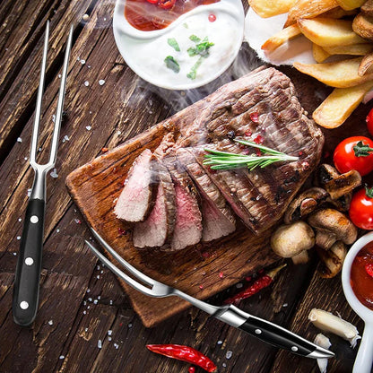 12-Inch Durable Meat Fork with Elegant Wooden Grip for Grilling