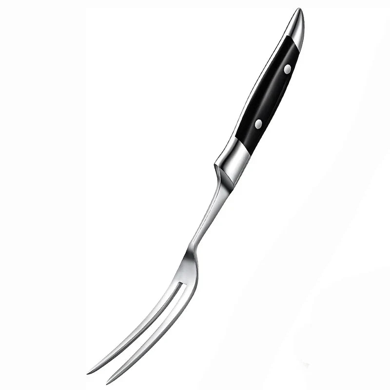 12-Inch Durable Meat Fork with Elegant Wooden Grip for Grilling