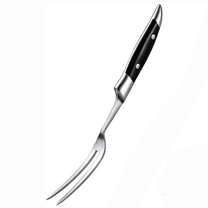 12-Inch Durable Meat Fork with Elegant Wooden Grip for Grilling