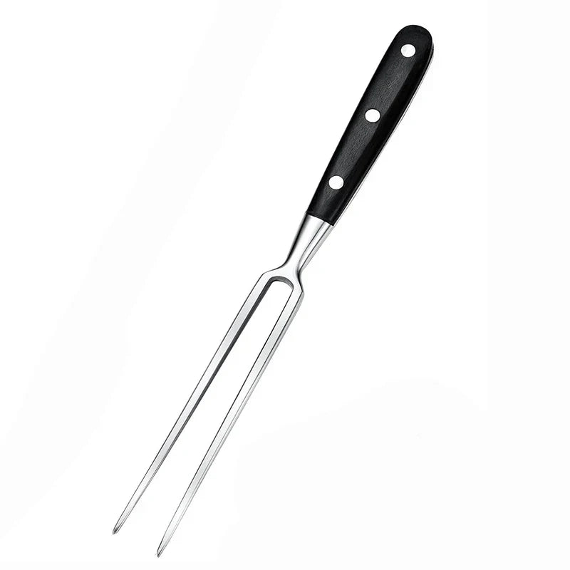 12-Inch Durable Meat Fork with Elegant Wooden Grip for Grilling
