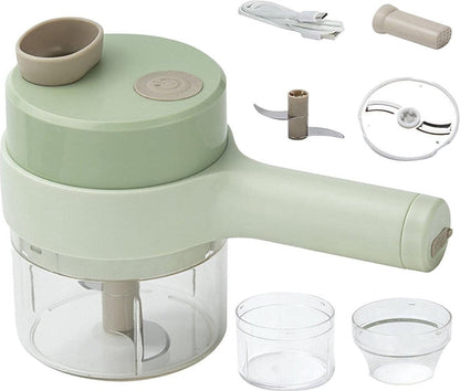 4-in-1 Rechargeable Electric Vegetable Slicer with Collection Bin