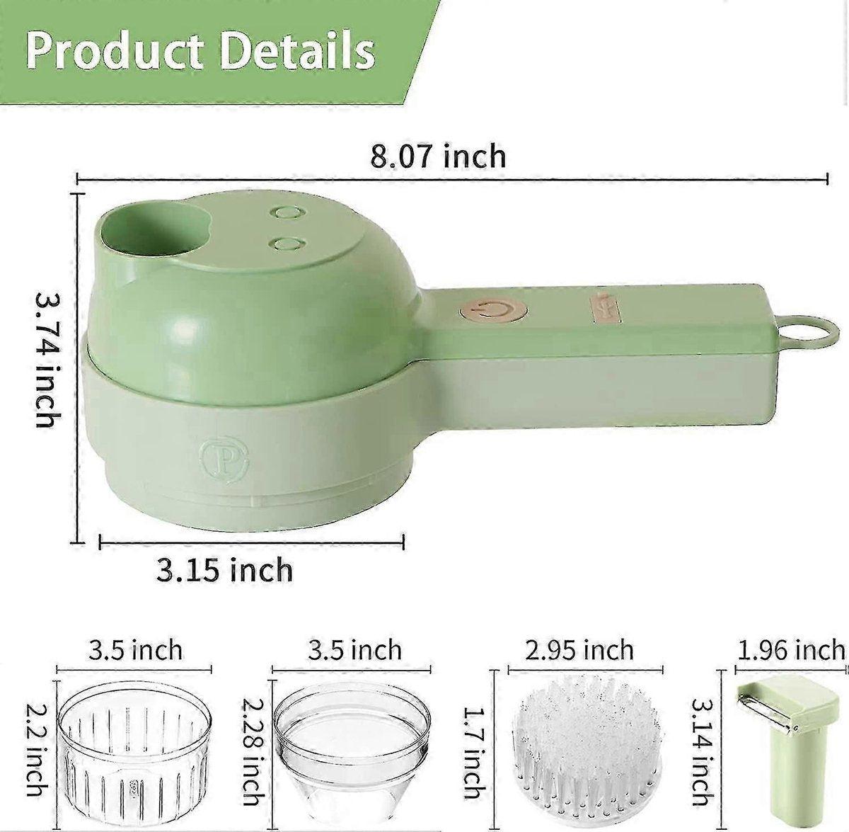 4-in-1 Rechargeable Electric Vegetable Slicer with Collection Bin