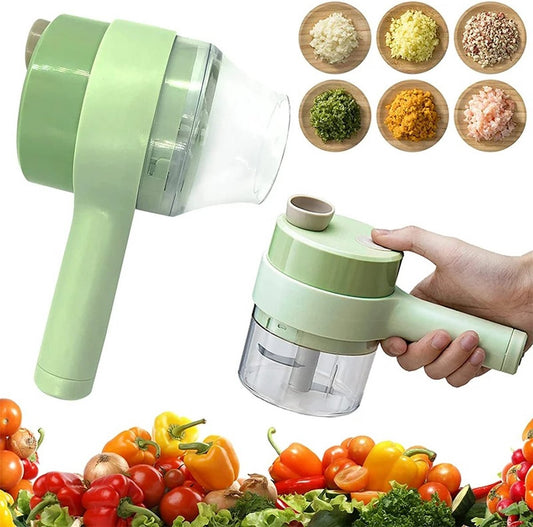 4-in-1 Rechargeable Electric Vegetable Slicer with Collection Bin